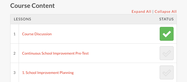 Continuous School Improvement Course Content