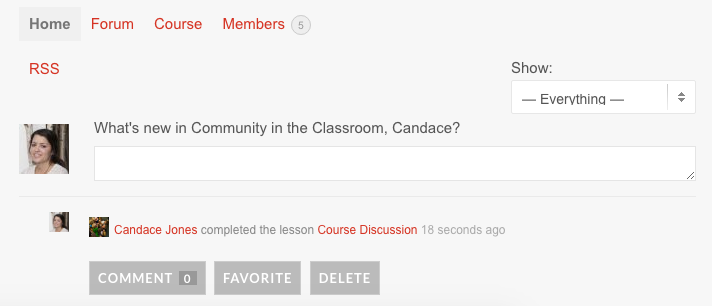 Community in the Classroom Social Network Home