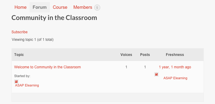 Community in the Classroom Forum