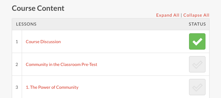 Community in the Classroom Course Content